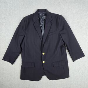 Lands' End Youth Size 20H Navy Hopsack Blazer Polyester Wool Blend